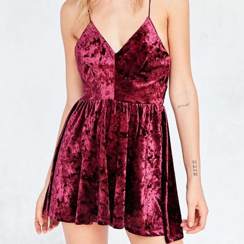 Urban outfitters red velvet romper